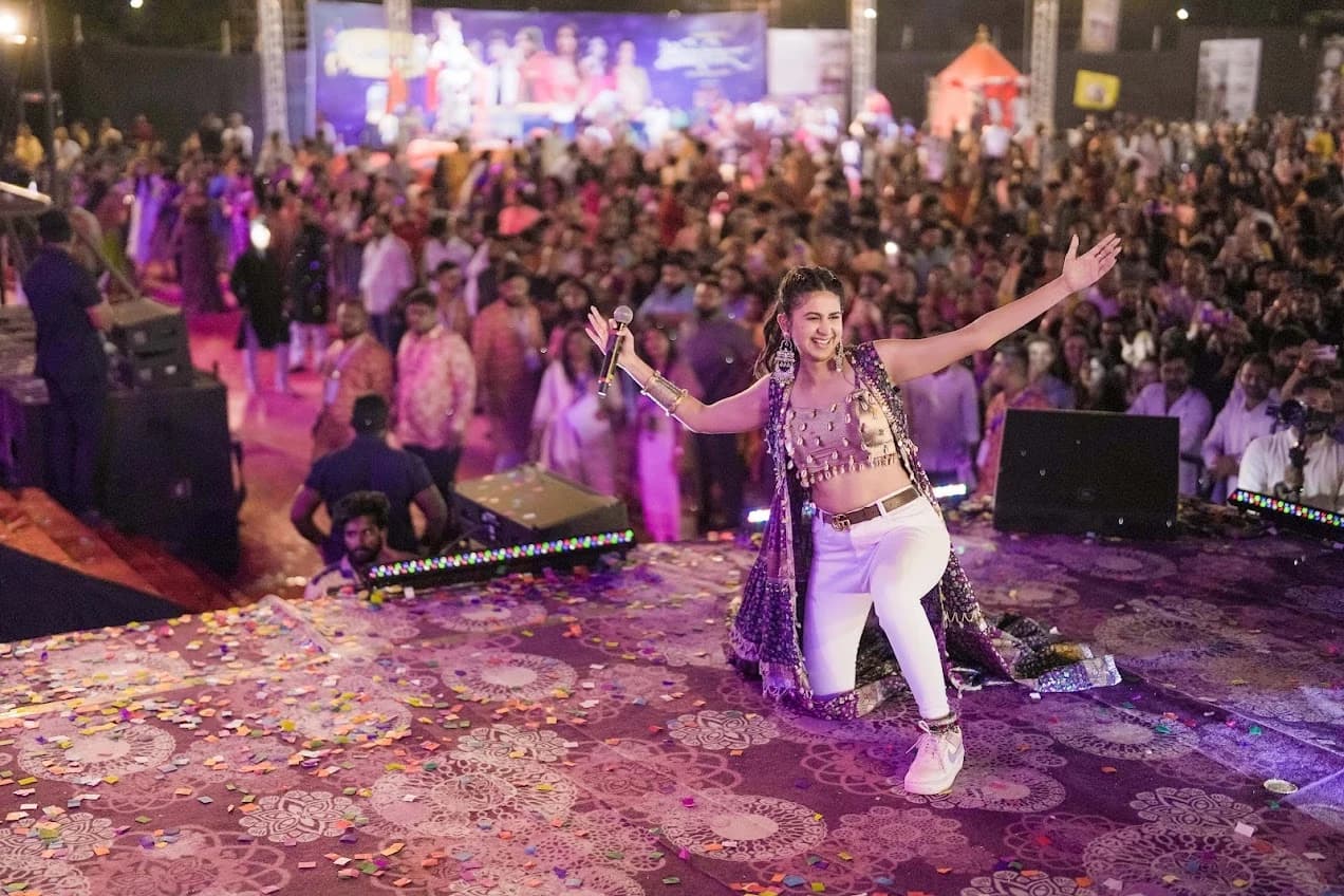 Kinjal Dave celebrating with the crowd at Killol