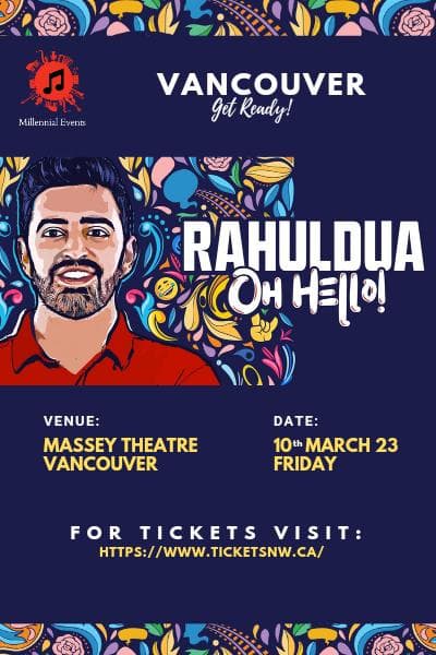 Rahul Dua: Oh Hello! · Canada Tour 2023 — original promotional artwork